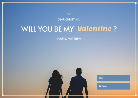 Gift Card template: Blue And Orange Gradient Photo Valentines Day Gift Card (Created by Visual Paradigm Online's Gift Card maker)