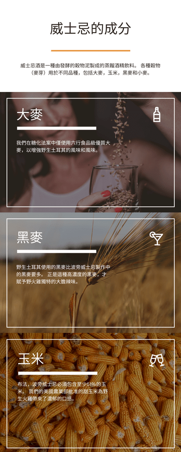 Editable infographics template:威士忌酒成分圖
