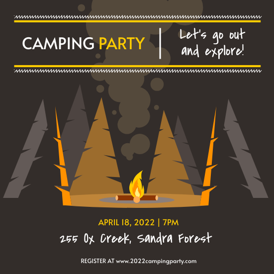 Invitation template: Forest Cute Illustration Camping Party Invitation (Created by Visual Paradigm Online's Invitation maker)