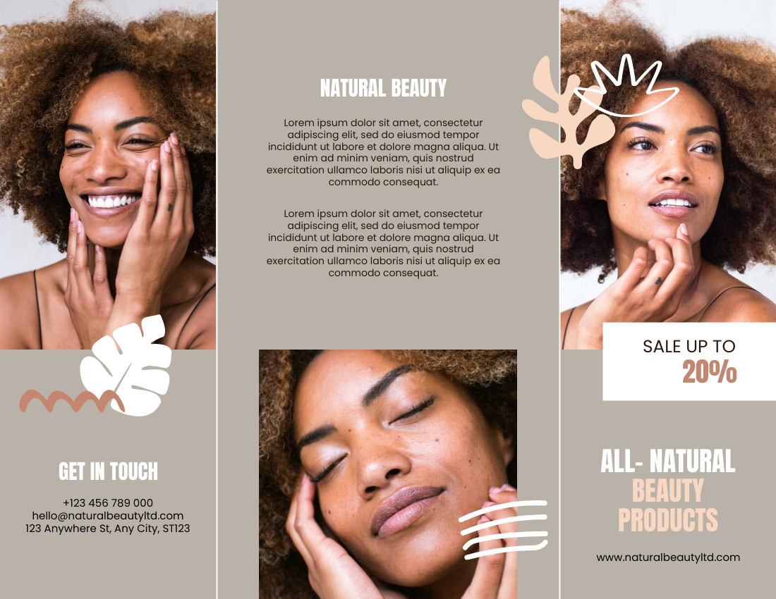 Brochure template: Natural Beauty Products Brochure (Created by Visual Paradigm Online's Brochure maker)