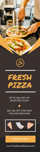 Editable wideskyscraperbanners template:Fresh Pizza For Sale Promotion Wide Skyscraper Banner
