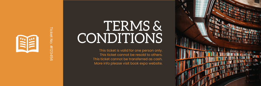 Ticket template: The Book Expo Ticket (Created by InfoART's Ticket maker)