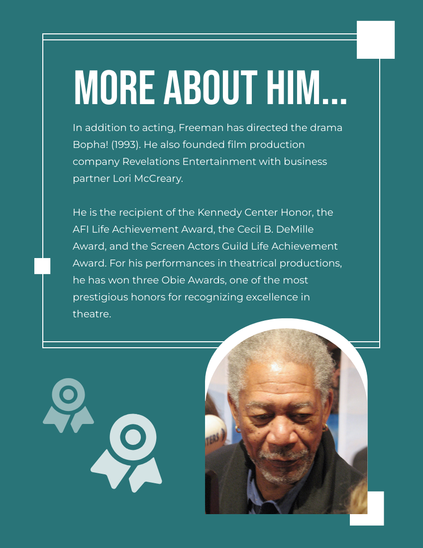 Biography template: Morgan Freeman Biography (Created by Visual Paradigm Online's Biography maker)