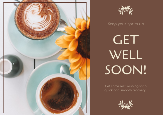 Postcard template: Brown Coffee Photo Get Well Soon Postcard (Created by Visual Paradigm Online's Postcard maker)