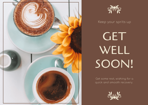 Postcards template: Brown Coffee Photo Get Well Soon Postcard (Created by Visual Paradigm Online's Postcards maker)