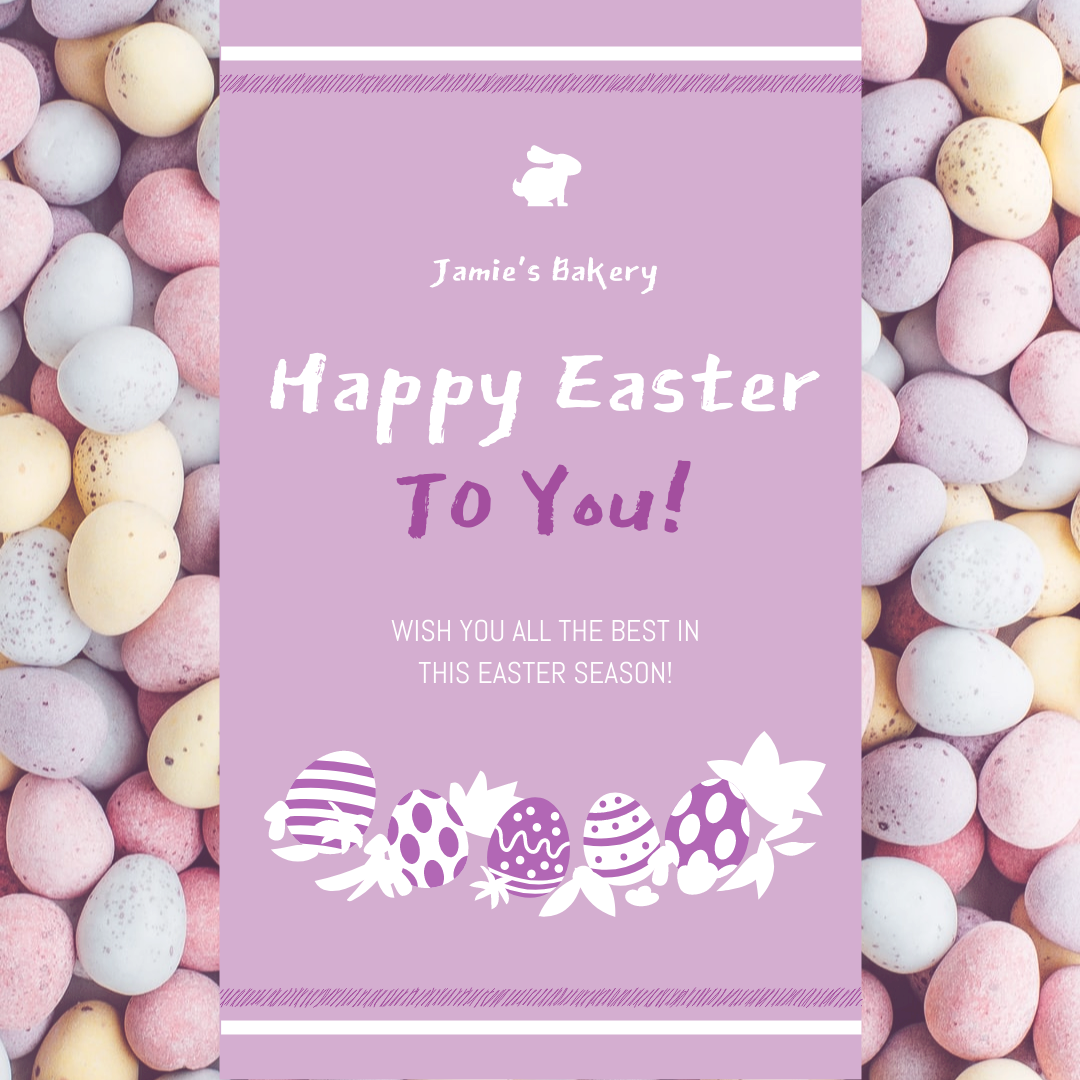 Instagram Post template: Purple Easter Eggs Photo Instagram Post (Created by InfoART's Instagram Post maker)