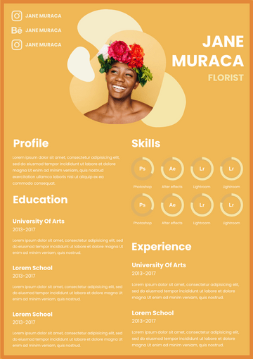 Resumes template: Sunrise Orange Resume (Created by Visual Paradigm Online's Resumes maker)