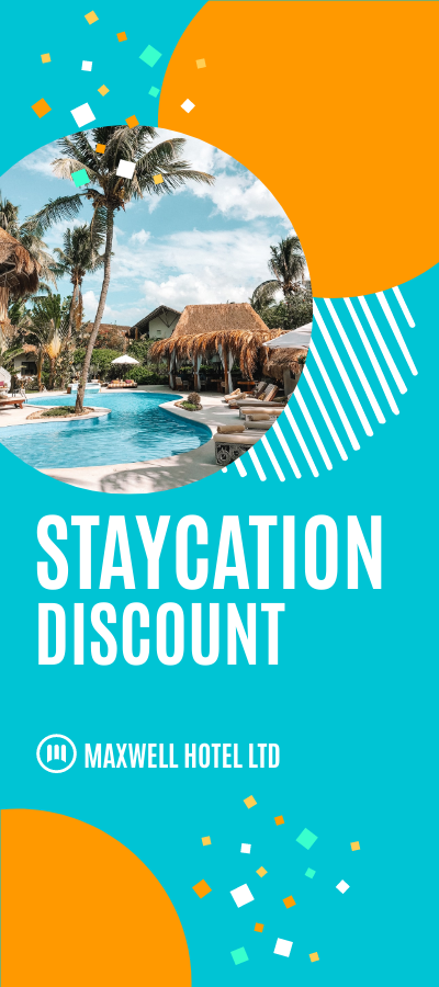 Rack Card template: Staycation Discount Rack Card (Created by Visual Paradigm Online's Rack Card maker)