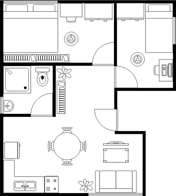 平面圖 模板。 小公寓平面圖 (由 Visual Paradigm Online 的平面圖軟件製作)