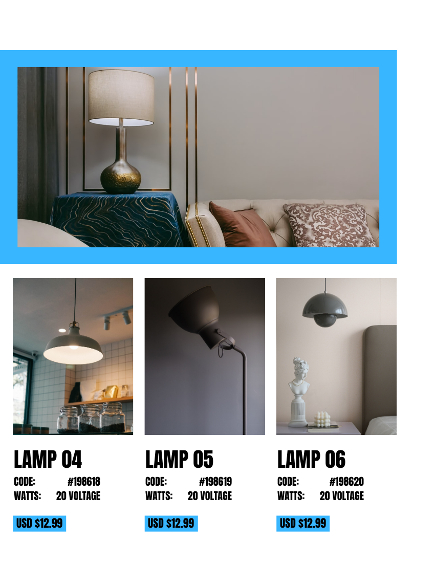Catalog template: Lighting & LED Catalog (Created by Visual Paradigm Online's Catalog maker)