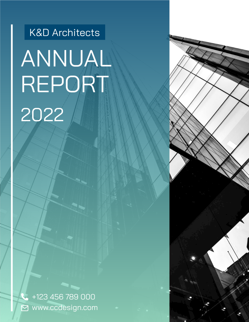 Blue Gradient Architecture Annual Report  Report Template For Word Annual Report Template