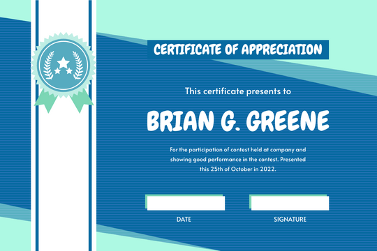 Vibrant Blue And Green Badge Certificate