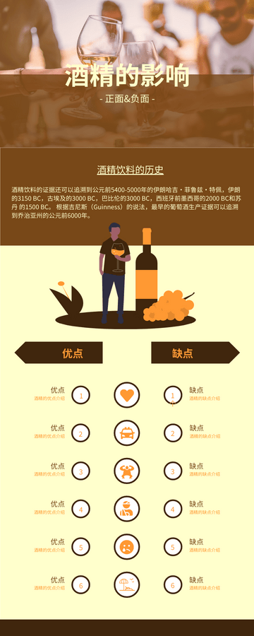 Editable infographics template:酒精影响信息图表