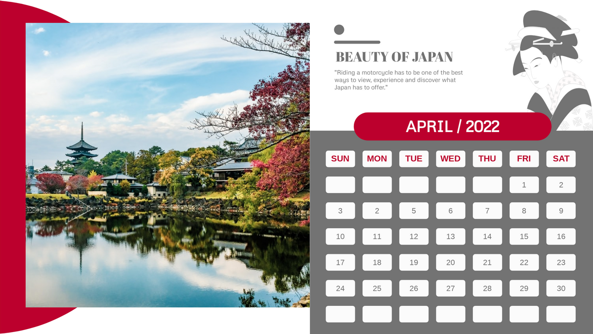 Beauty Of Japan Calendar