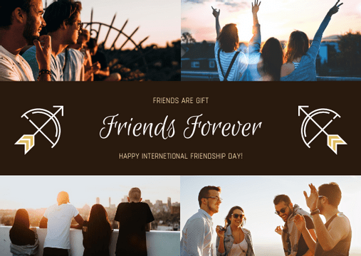 Editable postcards template:Sunset And Friends Photo Friendship Postcard