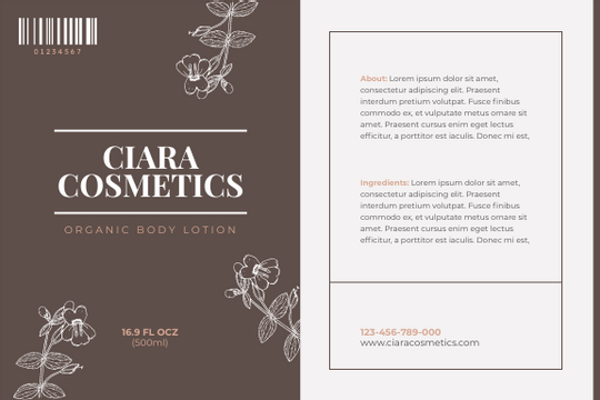 Editable labels template:Organic Cosmetics Product Label