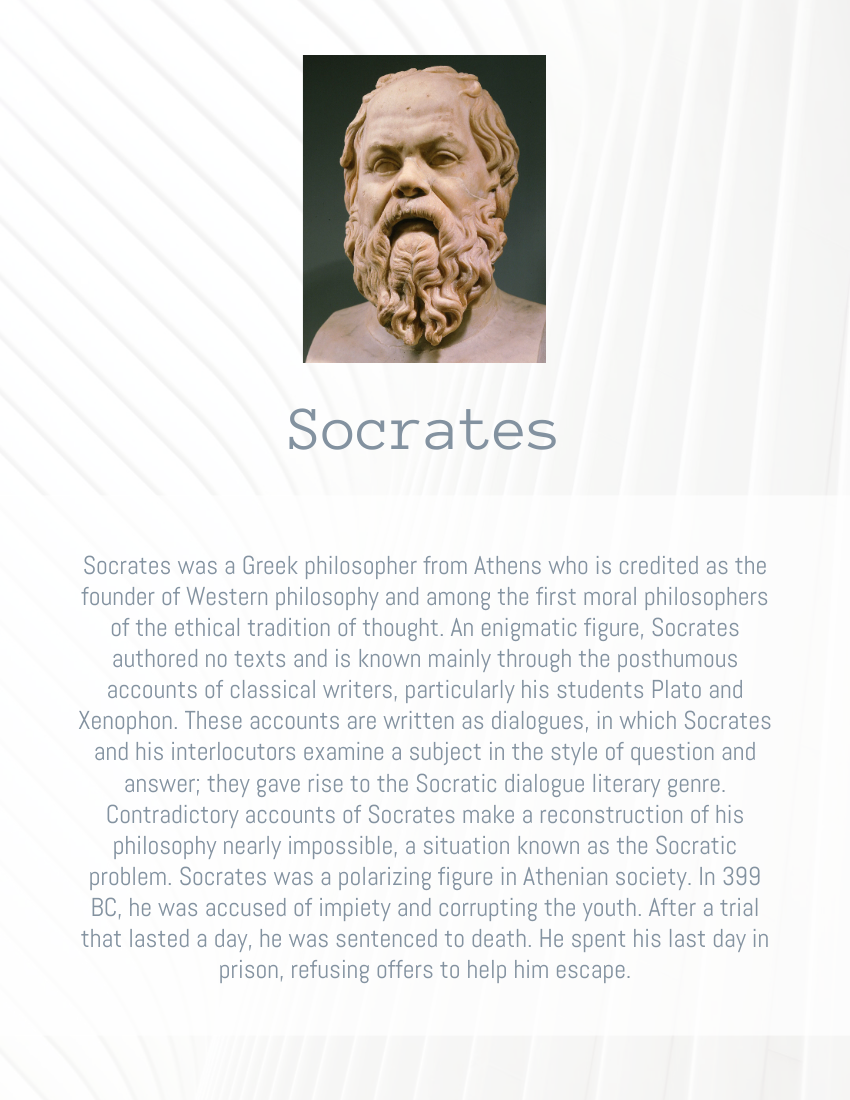 Quote template: The unexamined life is not worth living. - Socrates (Created by Visual Paradigm Online's Quote maker)