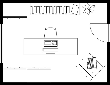 家庭办公室平面图 模板。个人小型家庭办公室平面图 (由 Visual Paradigm Online 的家庭办公室平面图软件制作)