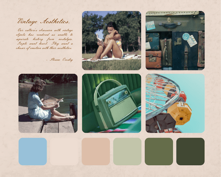 Mood Boards template: Vintage Aesthetics Mood Board (Created by Visual Paradigm Online's Mood Boards maker)