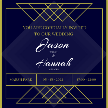 Editable invitations template:Art Deco Wedding Invitation