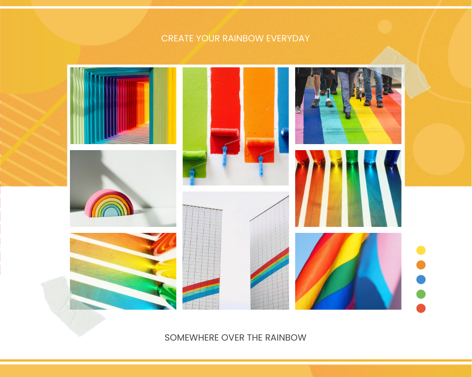 Mood Board template: Over The Rainbow Mood Board (Created by Visual Paradigm Online's Mood Board maker)