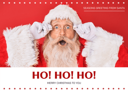 Postcard template: Red Santa Photo Merry Christmas Postcard (Created by Visual Paradigm Online's Postcard maker)