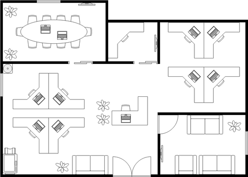 Floor Plan template: Workplace Floor Plan (Created by Visual Paradigm Online's Floor Plan maker)