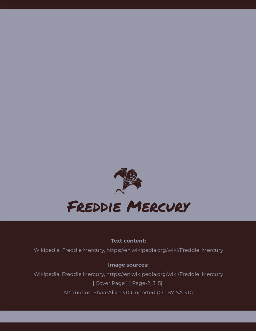 Biography template: Freddie Mercury Biography (Created by Visual Paradigm Online's Biography maker)
