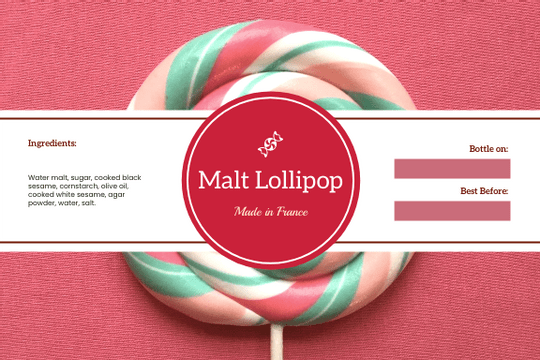 Label template: Malt Lollipop Label (Created by InfoART's  marker)
