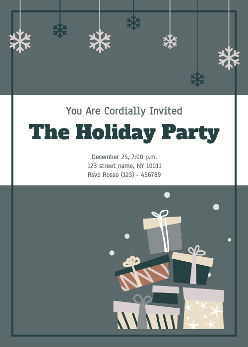 Gift Illustration Christmas Party Invitation