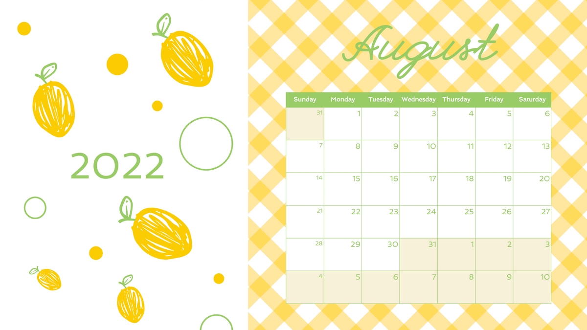 Calendar 模板。 Fruity Picnic Calendar (由 Visual Paradigm Online 的Calendar軟件製作)