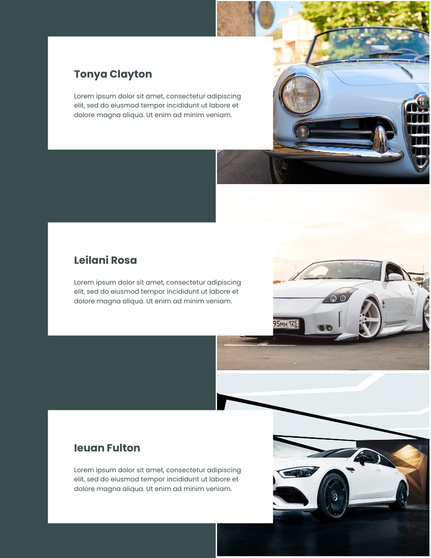 產品目錄 模板。 Automobile Catalog (由 Visual Paradigm Online 的產品目錄軟件製作)