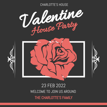 Editable invitations template:Valentine House Party Invitation