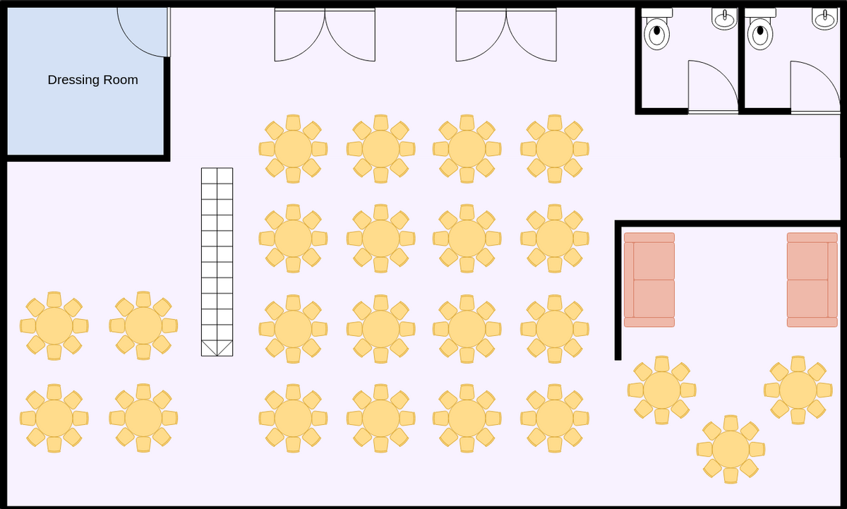 Seating Chart template: Banquet Hall Seating Plan (Created by Visual Paradigm Online's Seating Chart maker)