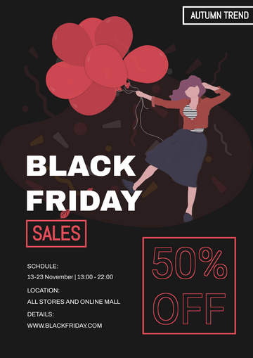 Editable flyers template:Illustrated Black Friday Discount Flyer