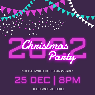 Invitation template: Purple Neon 2022 Christmas Party Invitation (Created by Visual Paradigm Online's Invitation maker)