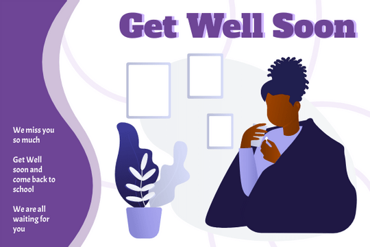 Editable greetingcards template:Get Well Soon Illustrated Greeting Card