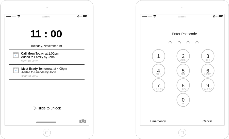 IOS Wireframe template: Lockscreen (Created by Diagrams's IOS Wireframe maker)