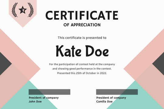 Certificate template: Simple Light Pastel Certificate (Created by Visual Paradigm Online's Certificate maker)
