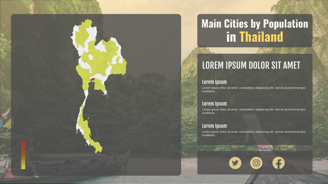 Geo Heatmaps template: Main Cities by Population in Thailand Geo Heatmap (Created by Visual Paradigm Online's Geo Heatmaps maker)