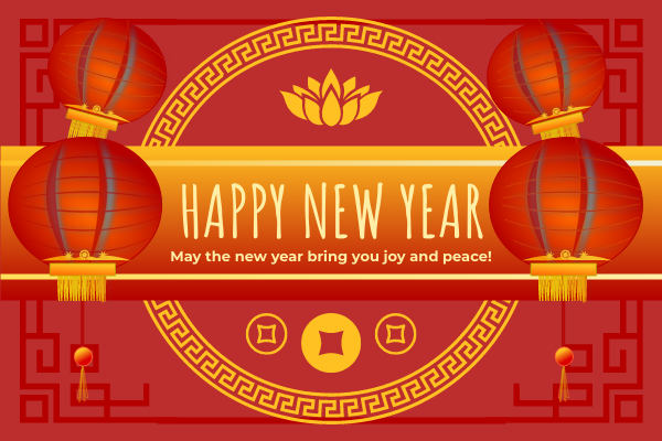 Greeting Card template: Chinese New Year And Lantern Greeting Card (Created by Visual Paradigm Online's Greeting Card maker)