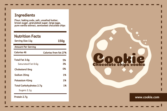 Editable labels template:Chocolate chips cookie Label