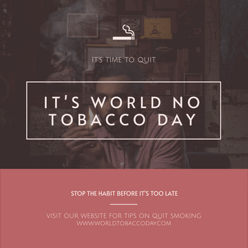 Editable instagramposts template:Pink Photo World No Tobacco Day Instagram Post
