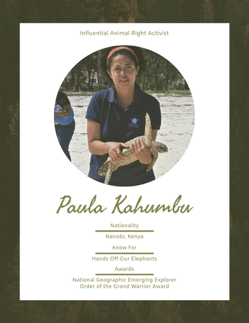 Biography template: Paula Kahumbu Biography (Created by Visual Paradigm Online's Biography maker)