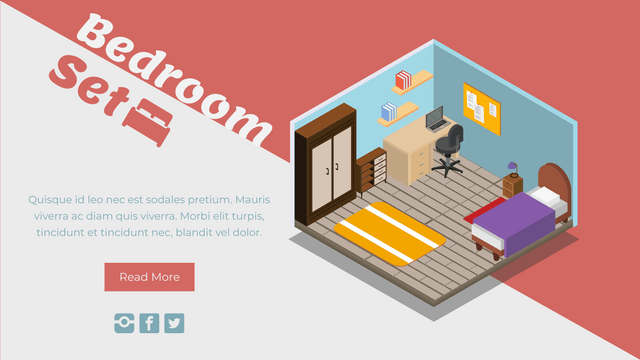 Isometric Diagrams template: Small Bedroom Set (Created by Visual Paradigm Online's Isometric Diagrams maker)