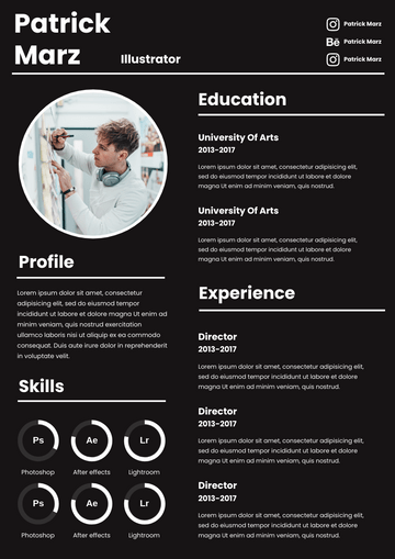 Resume template: Black Resume (Created by Visual Paradigm Online's Resume maker)