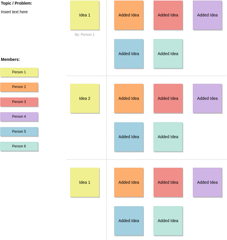 Brainwriting template: 6-3-5 Brainwriting Template (Created by Visual Paradigm Online's Brainwriting maker)