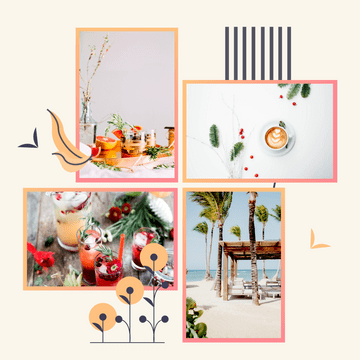 Summer Plants Illustration Photo Collage