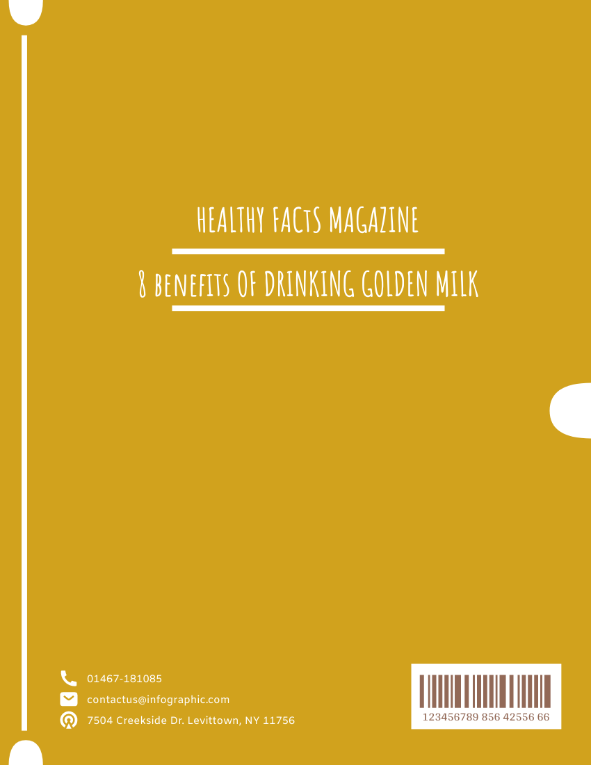 小冊子 模板。 8 Benefits Of Golden Milk Booklet (由 Visual Paradigm Online 的小冊子軟件製作)