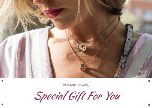Gift Cards template: Purple Jewelry Photo Special Gift For You Gift Card (Created by Visual Paradigm Online's Gift Cards maker)